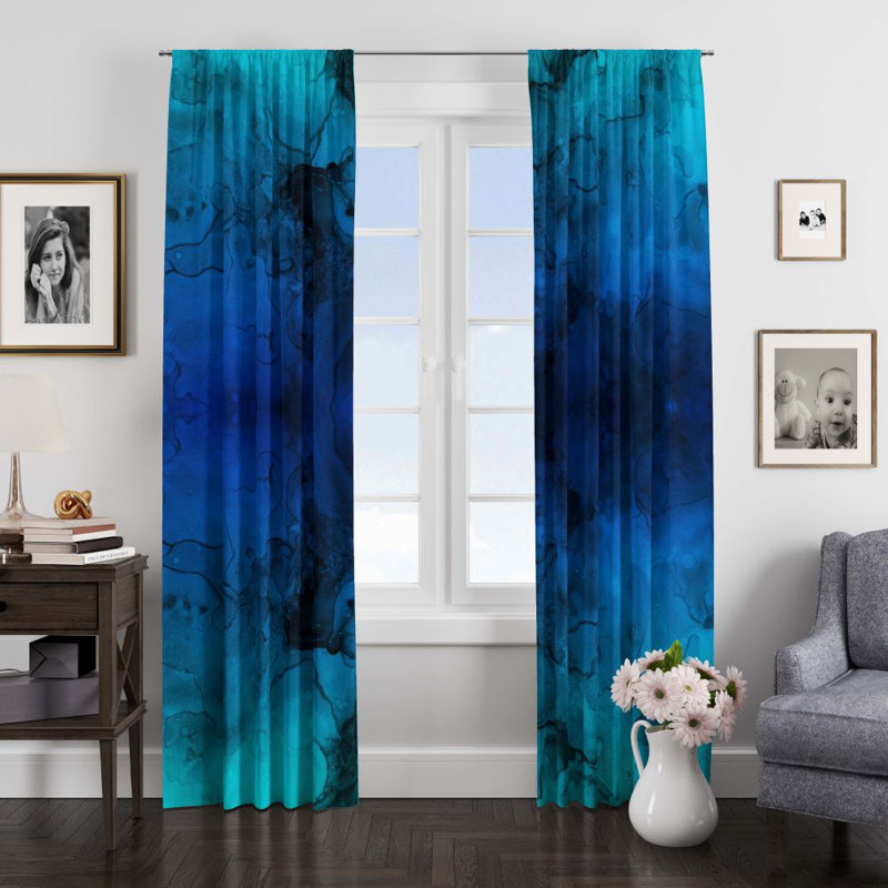 Paire de rideaux semi-transparents bleu fumé, L 20 po x L 82 po