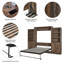 Grand lit escamotable semi-fermé et ouvert grand format avec 1 armoire latérale et tablette de rangement, cadre de lit-118370151-118370152