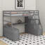Lit mezzanine simple avec tiroirs, tablettes et bureau-789759793