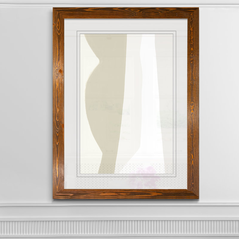 « fundamental ii », reproduction d’art sur image, Papier avec cadre brun, H 38 po x l 28 po x P 1,25 po, Blanc