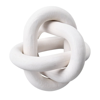 Wood Chain Link Decor, 3 Link, Hand Carved Wooden Knot Decor, Coffee Table Decoration Modern Shelf Accents, Decorative Objects For Home Living Room Bedroom Entryway Farmhouse Bookshelf, White