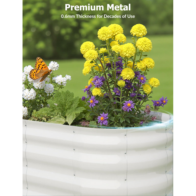 Metal Raised Garden Bed, 60cm H x 120cm W x 60cm D, Cream