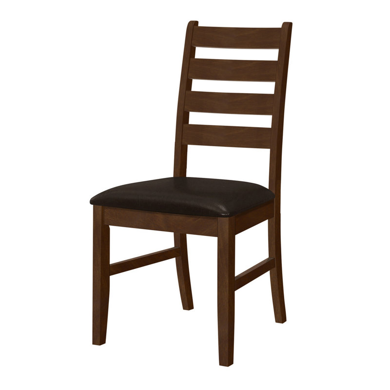 Antique Walnut Solid Wood Ladder Back Dining Chairs, Set of 2