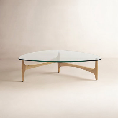 Etna Coffee Table In Clear Tempered Glass With Natural Base