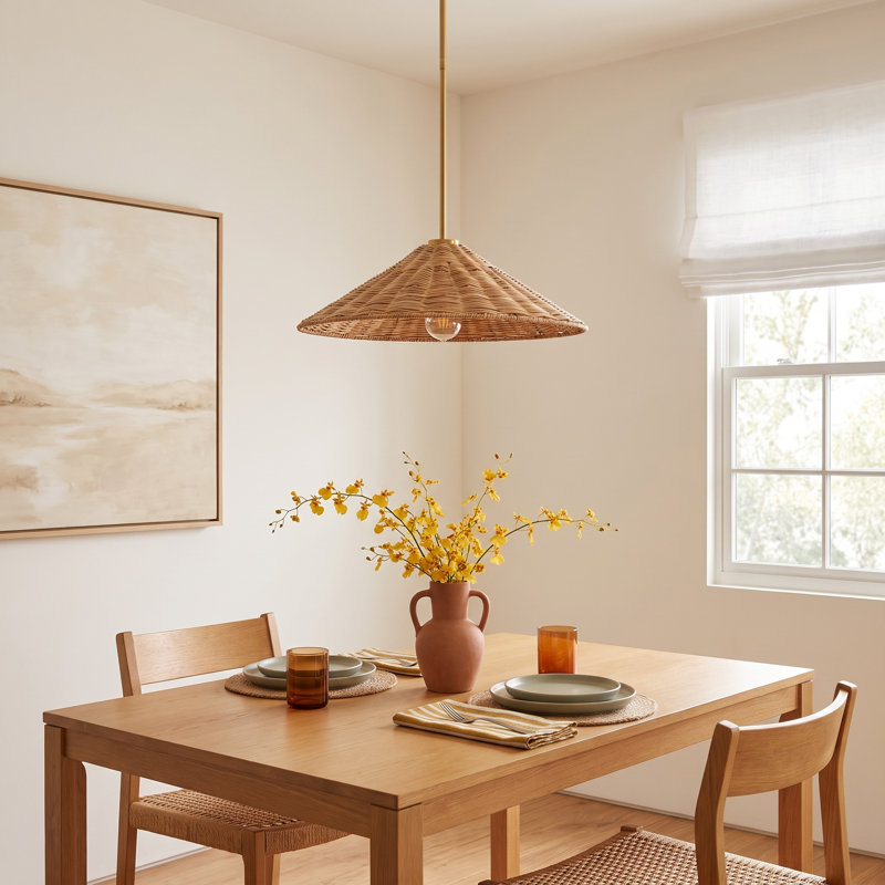 Lilliana 1-Light Dimmable Height Adjustable Pendant, 5" H x 20" W x 20" D, Natural Brass