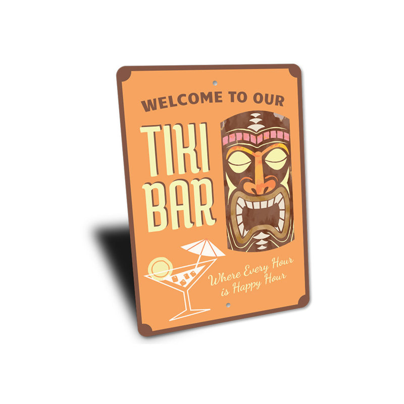Plaque en aluminium Welcome Tiki Bar, H 18 po x l 12 po x P 0,06 po