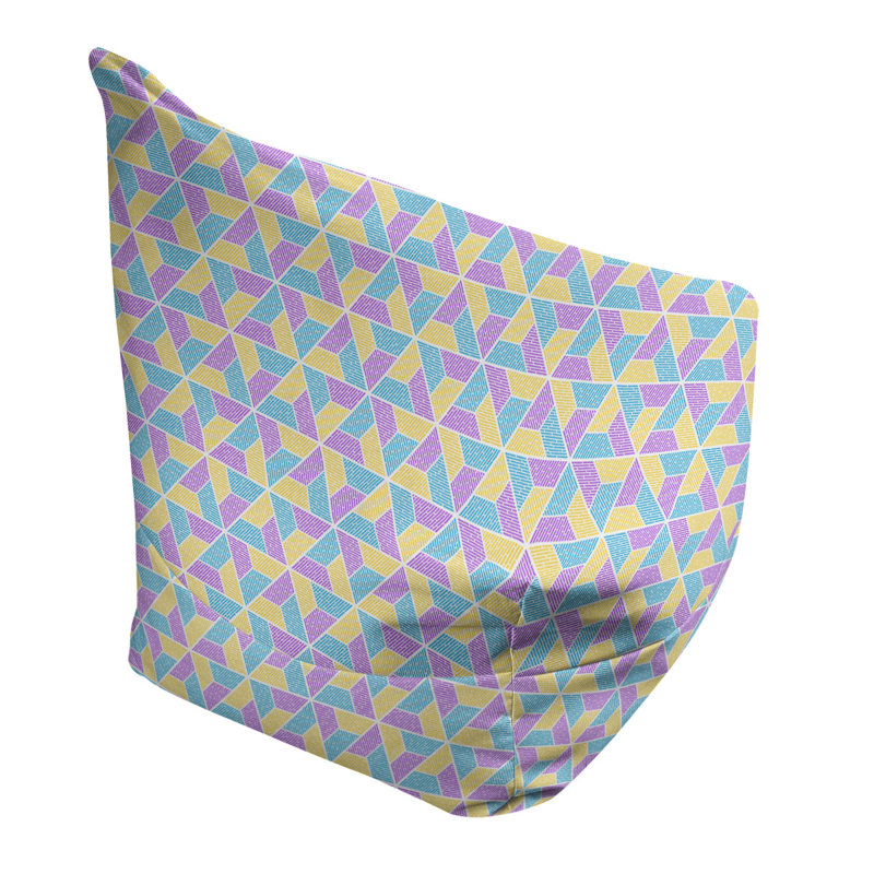 Fauteuil à billes Leffel, Pouf fauteuil, H 27 po x L 30 po x P 25 po, Violet/bleu/jaune