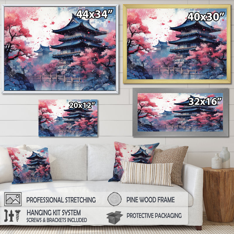 Paysage japonais du soleil levant VI sur toile, 30" H x 40" W, Toile tendue