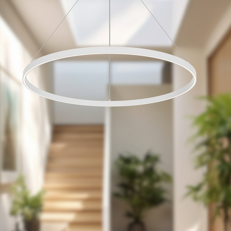 Cerchio 1 - Light LED Unique/Statement Pendant, White, 1.375" H x 35.375" W x 35.375" D