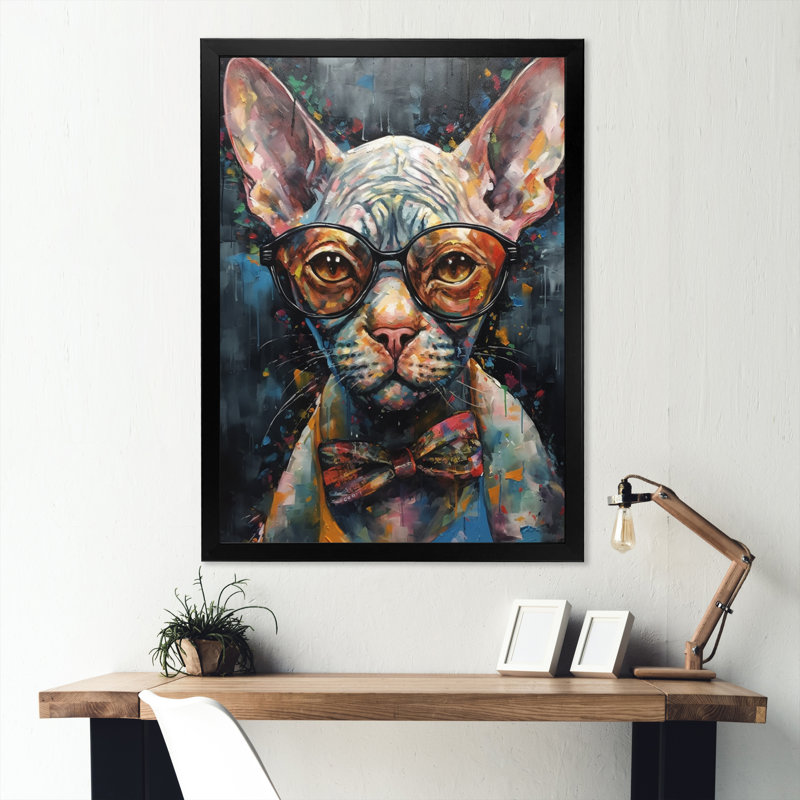 Chat froid avec lunettes de soleil III - imprimé, Cadre photo noir, H 20 po x l 12 po x P 1 po