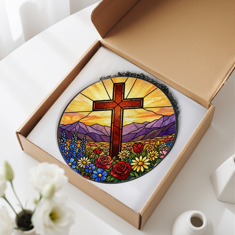 Panneau de vitrail en verre coloré H 7,8 po, H 7,8 po x l 7,8 po