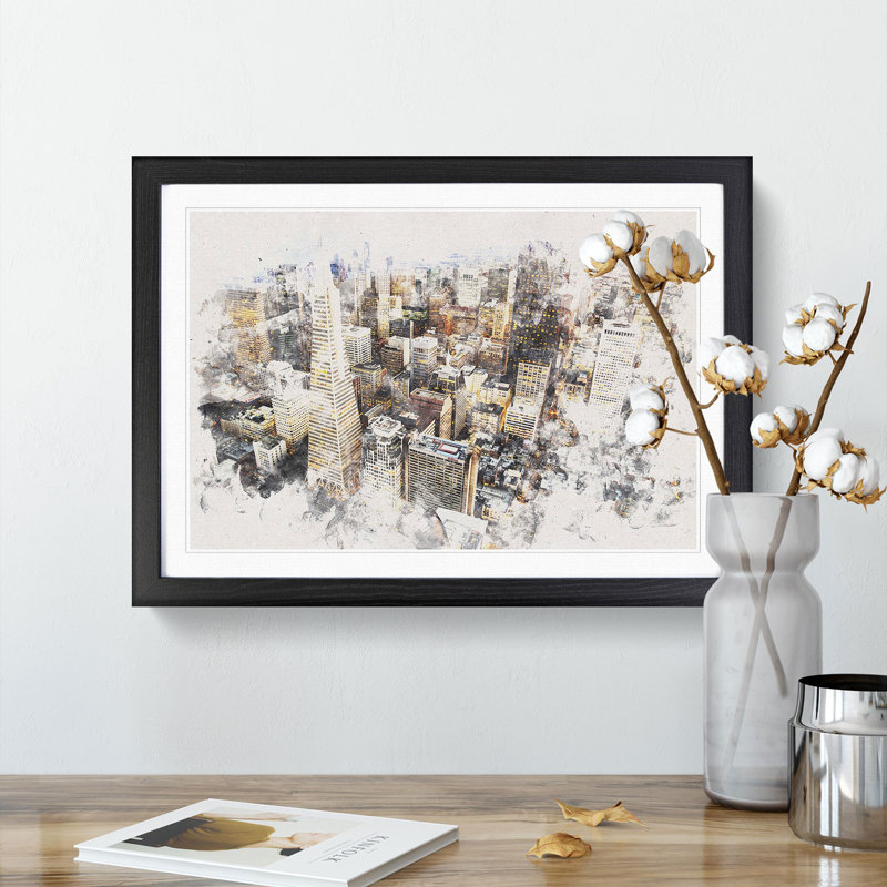 The San Francisco Skyline - Picture Frame Painting Print, 62cm H x 87cm W x 2cm D, Black Framed