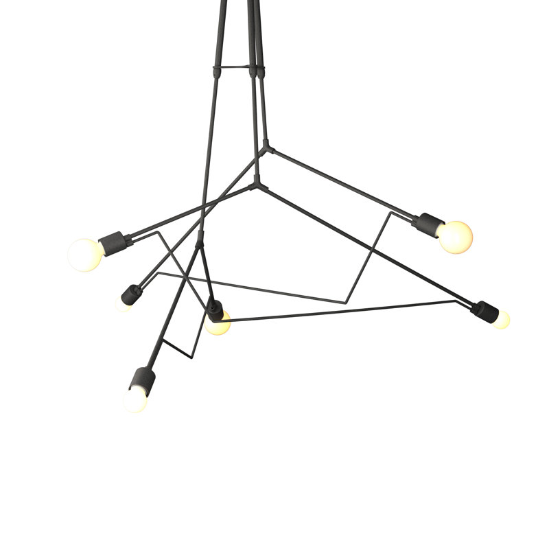 Divergence 6 - Light Outdoor Chandelier, Coastal Natural Iron, 54.8" - 64.3"