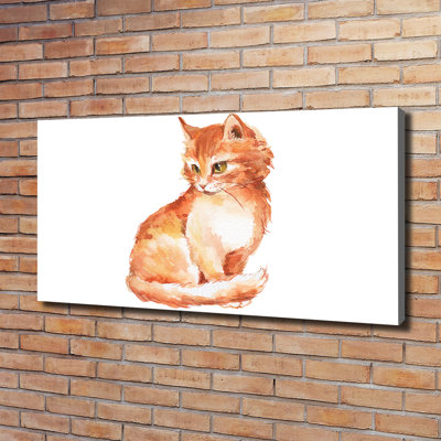 Red Cat 1 Piece Wrapped Canvas Wall Art