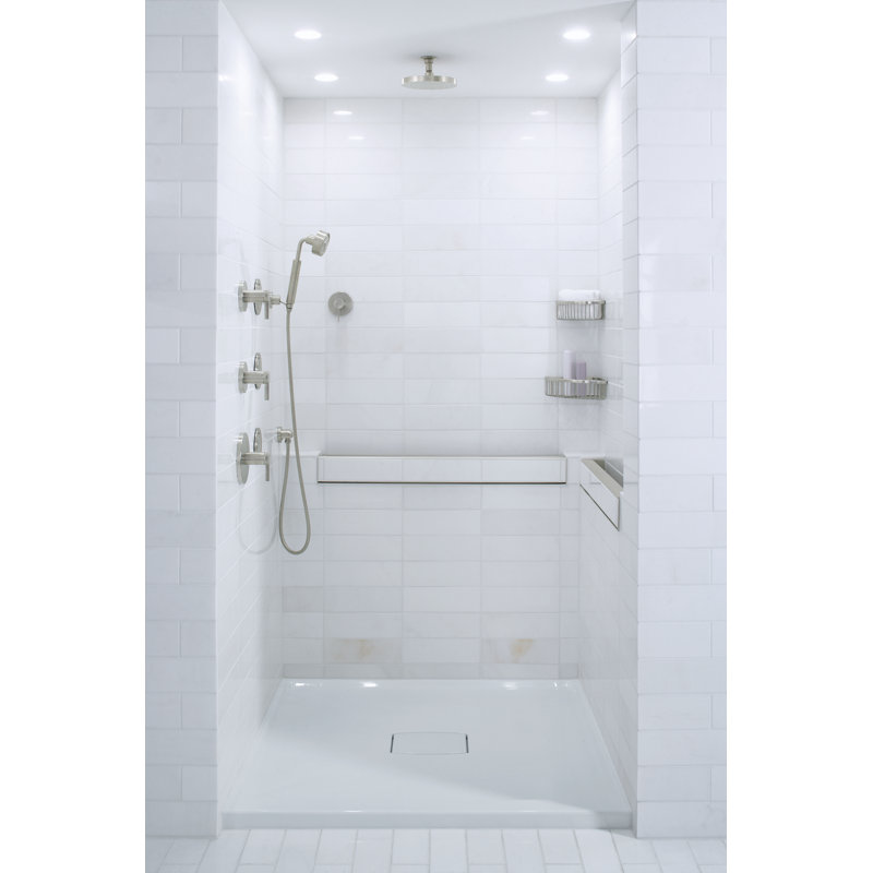 Archer 48" x 48" Single Threshold Center Drain Shower Base with Removable Cover, Dune