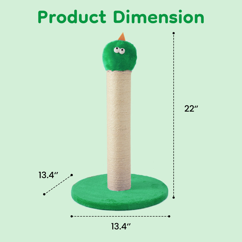Grattoir 22 "en forme de monstre - Grattoir durable en sisal pour grands chats et chatons, Vert