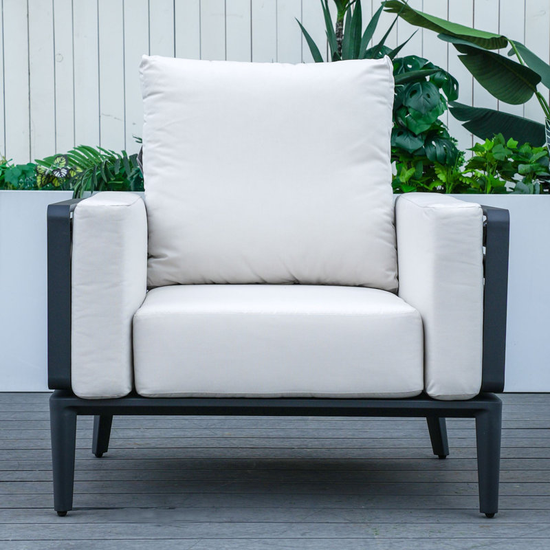 Chaise d'extérieur en aluminium avec coussins
