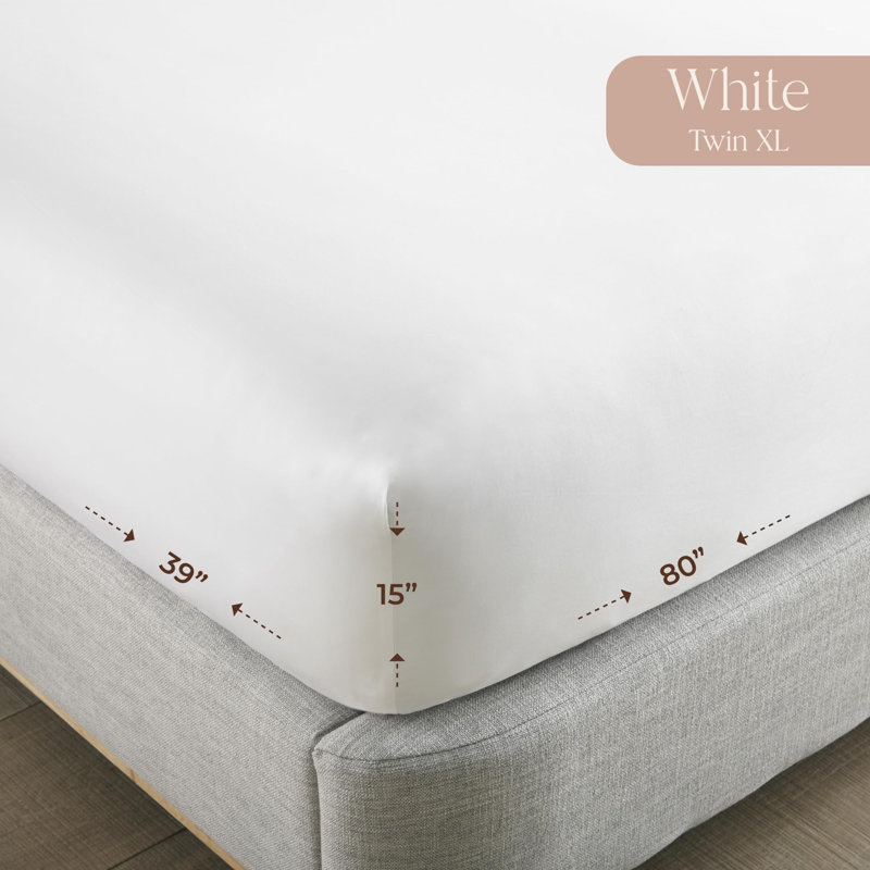 Organic Twin Xl Fitted Sheet Only Deep Pocket - 100% Organic Cotton Sheets With Soft Breathable 500 Thread Count Sateen Weave Gots & Fairtrade Certified - Fitted Bed Sheets Only (White, Twin Xl)