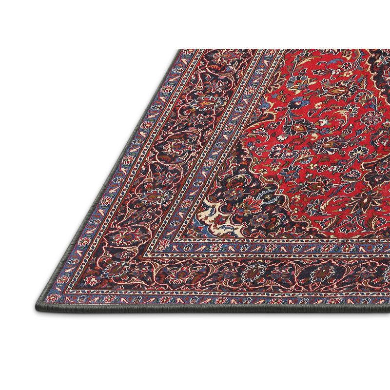 Tapis décoratif rouge à motif oriental Nikodem, Rectangle 5 pi x 7 pi