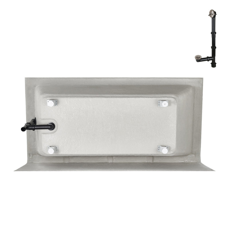 Baignoire en alcôve en acrylique blanc brillant avec drain extérieur 66 po x 32 po Streamline, Nickel brossé