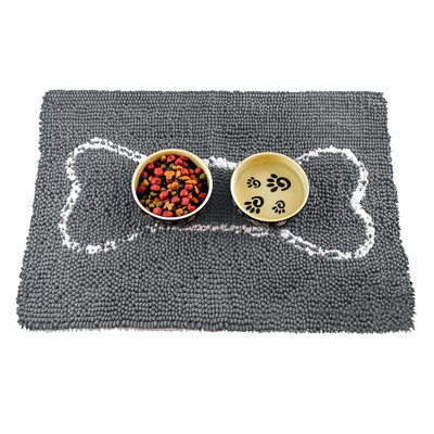 Slopmat - Tapis de porte absorbant l'eau pour la nourriture et l'eau - Tapis en chenille de microfibre