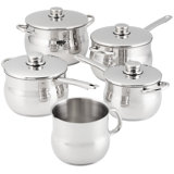 Stellar 1000, 5 Piece Stainless Steel Deep Saucepan Set, 14cm milk/sauce pot, 16/18/20cm Deep Saucepans, 22cm Stockpot