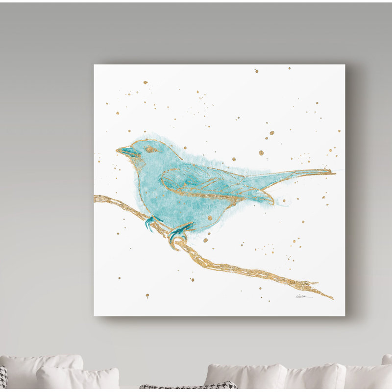 « gilded oiseau i », reproduction de peinture à l’acrylique sur toile tendue, H 18 po x l 18 po x P 2 po
