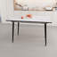 Table de salle à manger extensible de 47 po à 63 po, lueur de marbre blanc, industrielle moderne pour la cuisine et la salle à manger, avec pieds en métal noir conique