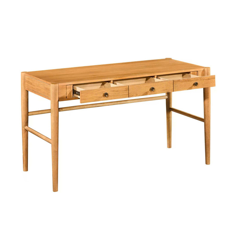 54" Tan Wood Grain 3-Drawer Writing Desk