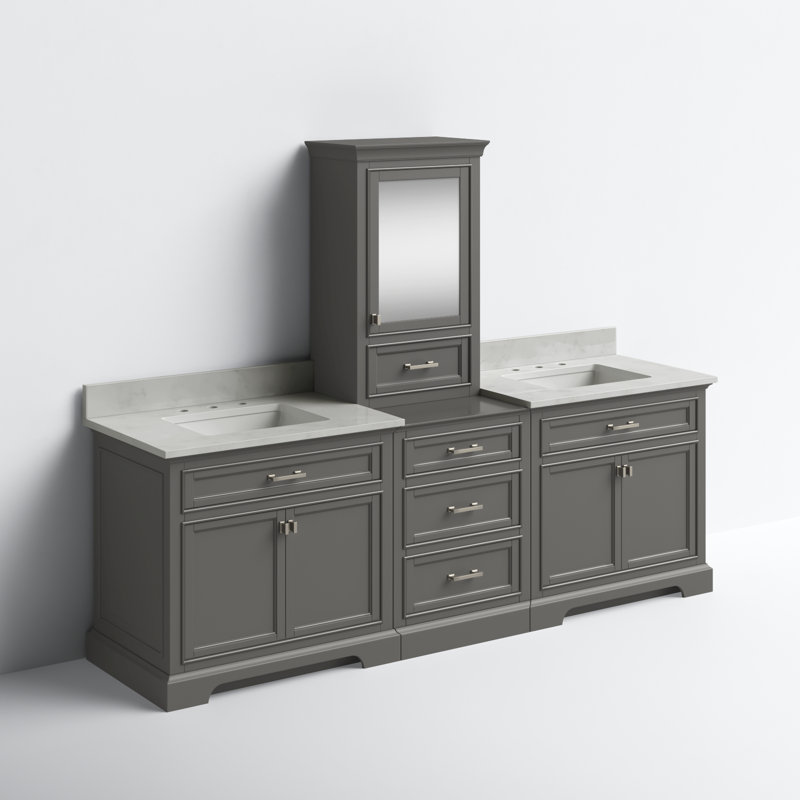 Ensemble de meuble-lavabo double 84 po Arruda, Gris