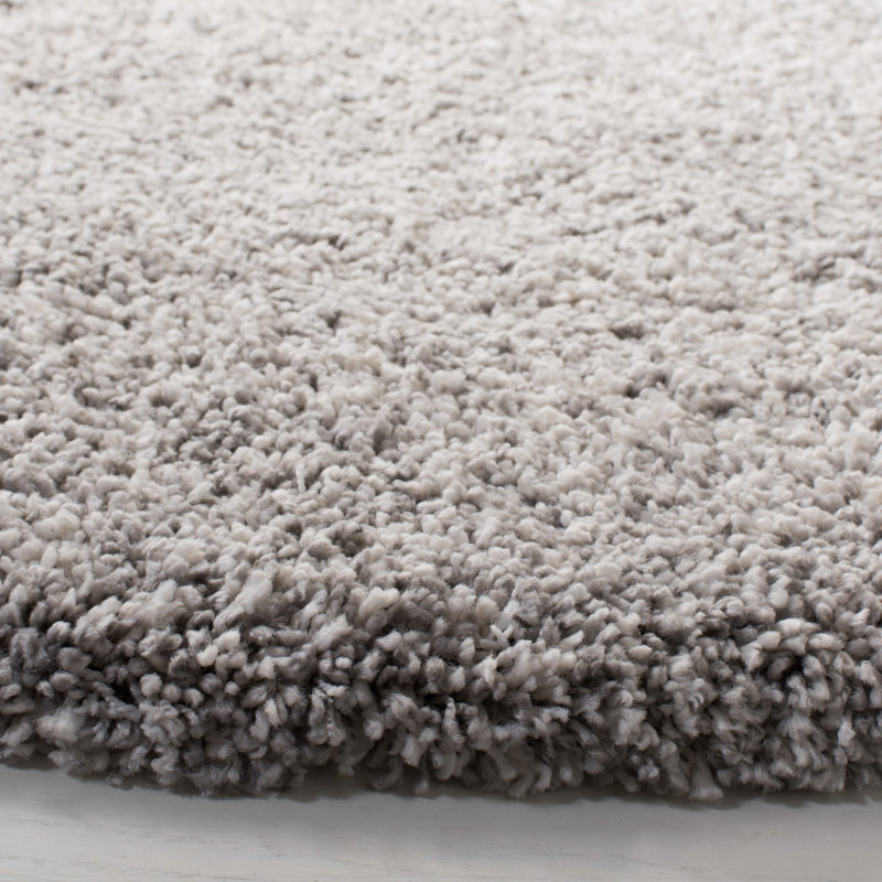 Mirabal Royal Shag Performance Solid Color Rug, Round 6'7"