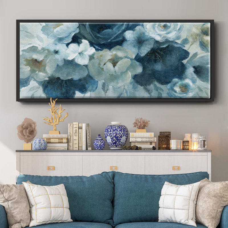Blue on Blue- Framed Canvas, 8" H x 20" W