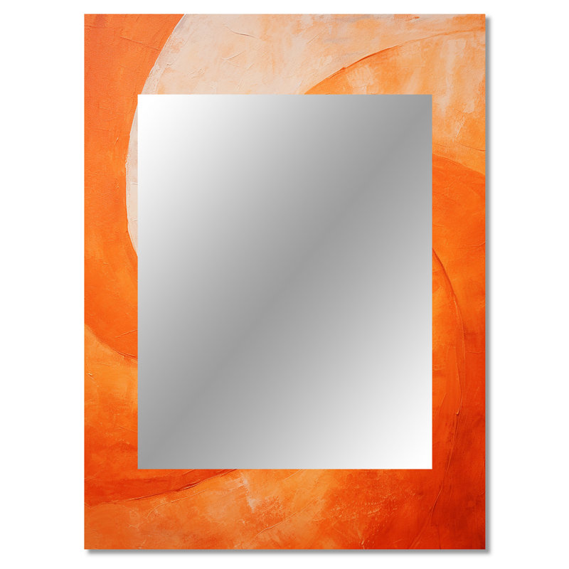 Tangerine Twist Spriral I - miroir spirales abstraites, miroir mural pêche décoratif, impression sur métal, 40 po x 30 po