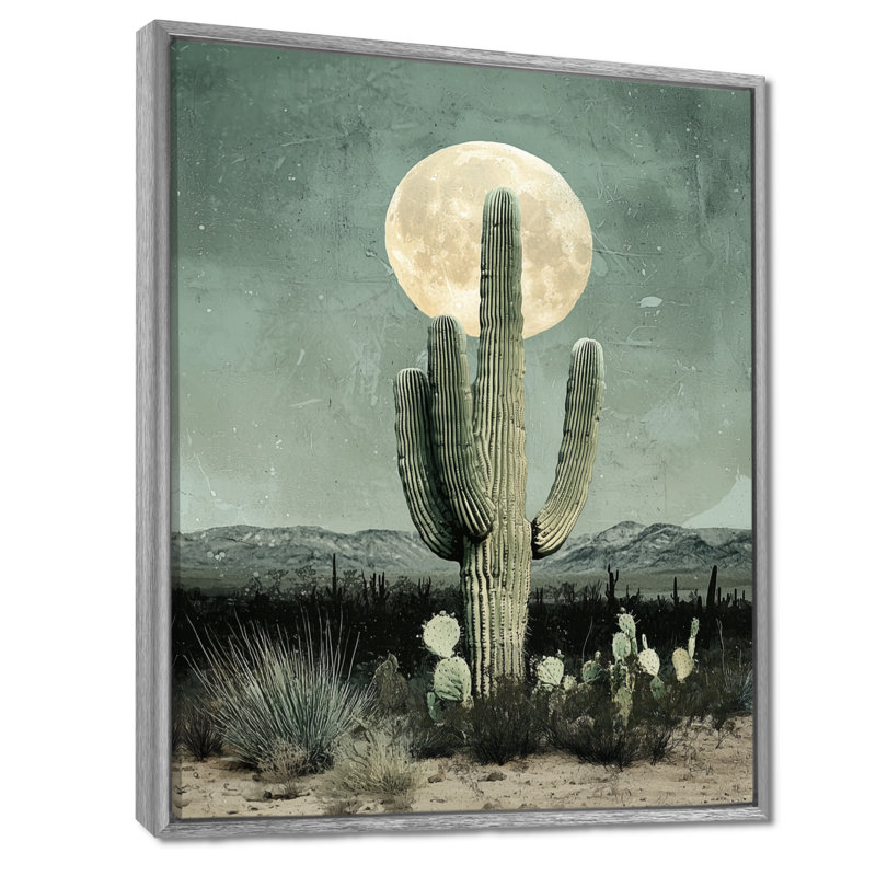 Markal Cactus In The Moonlight I - Cactus, art mural sur toile, H 40 po x l 30 po, Reproduction avec cadre flottant