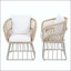 Chaise de salle à manger d'extérieur avec osier au fini teck, structure en acier beige et coussin