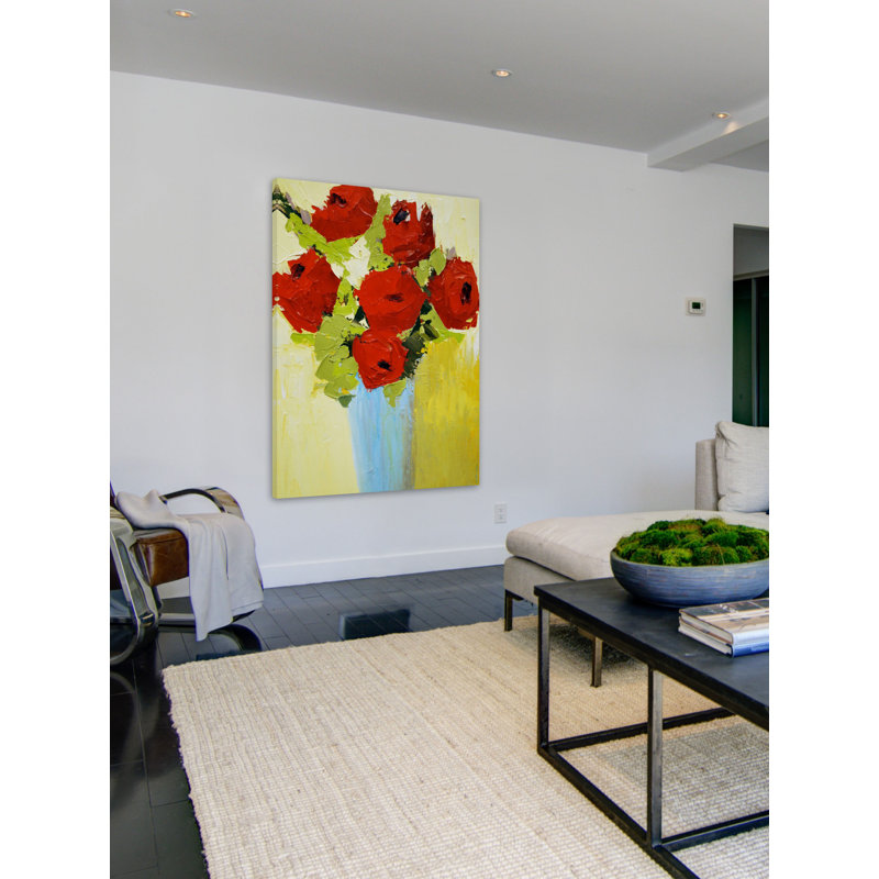 « bouquet of red », reproduction d’art sur toile tendue encadrée, H 18 po x l 12 po x P 1,5 po