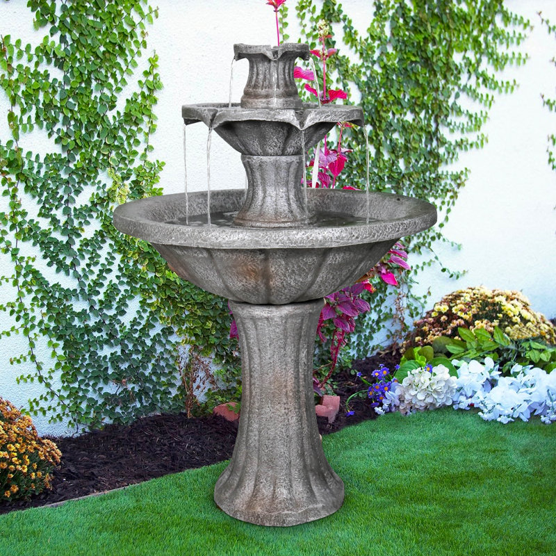Fontaine cascade autoportante à 2 niveaux pour décoration de jardin extérieur