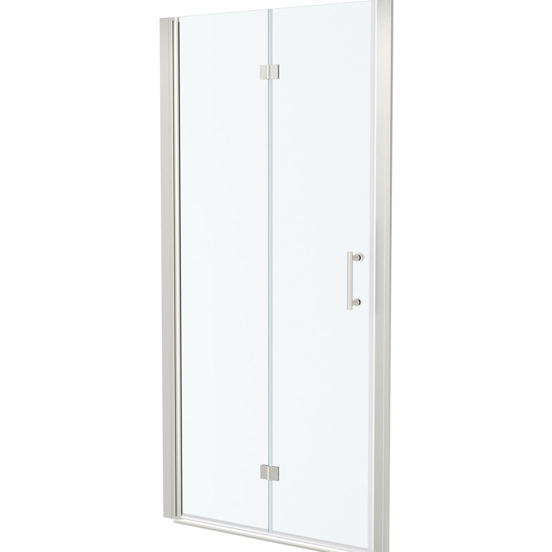 Porte de douche en nickel brossé l 32 po x H 72 po - Matériaux de qualité, 180 charnières rotatives, verre trempé pliable Space Solution H 72 po, qualité de fabrication, option d'installation réversible, projet de rénovation de salle de bain