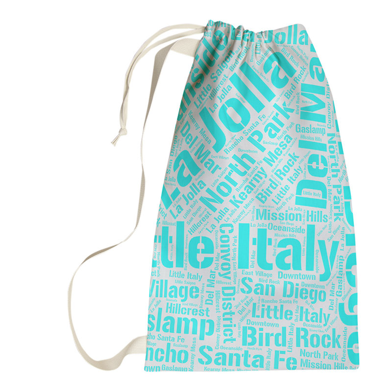 Laundry Hamper with Handles, Small (29" H x 18" W x 1.5" D), Cyan, Los Angeles
