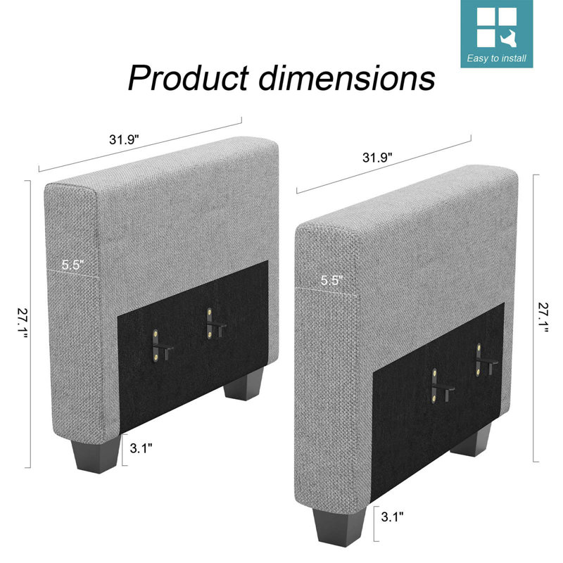 Accoudoirs de canapé modulaire Soneson Ivery, Lin gris