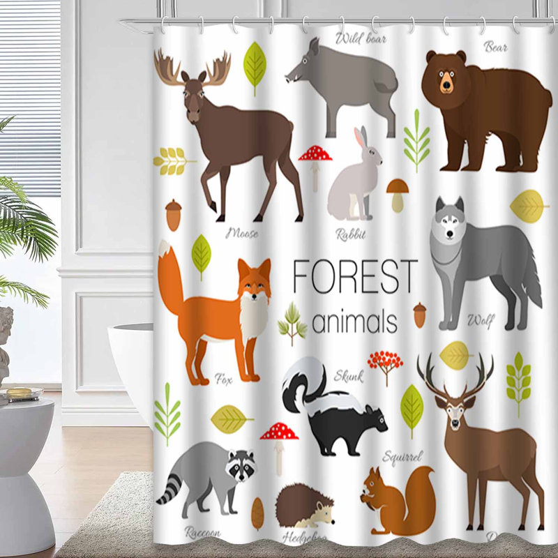 Rideau de douche à 12 crochets Wild Forest, L 72 po x l 72 po