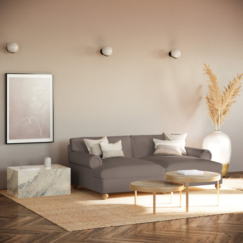 Leroy Rolled Panel-Arm Daybed with Bun Feet, Vintage Leather Blanc, Natural