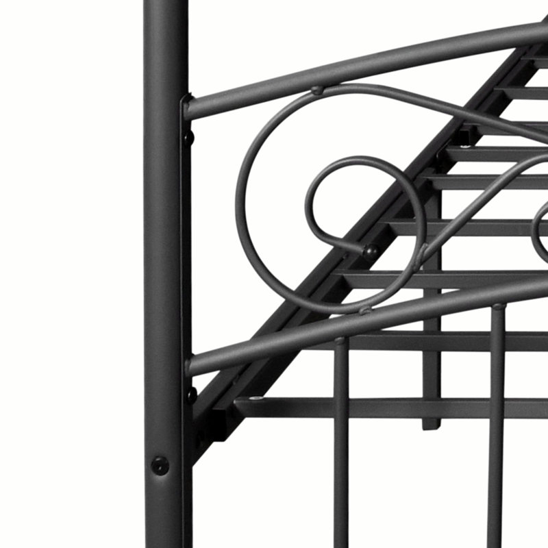 Marieclaire Metal Canopy Bed with Headboard and Footboard, Queen, Black