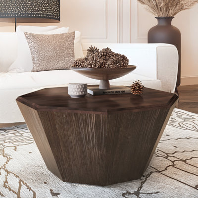 Table basse 31,5 "octogonale en bois d'hévéa