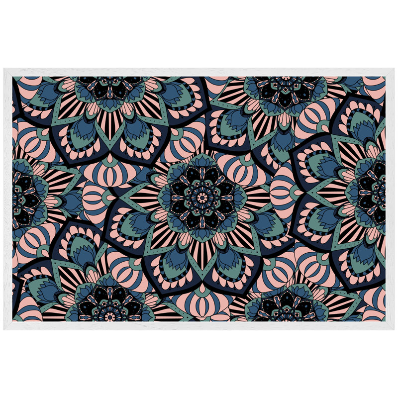 Mandalas Pattern - Single Picture Frame Print, 51cm H x 76cm W x 4cm D, White