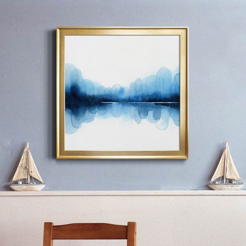 «Ultramarine Mirror II», reproduction encadrée de qualité supérieure, prête à être accrochée, Toile avec cadre doré