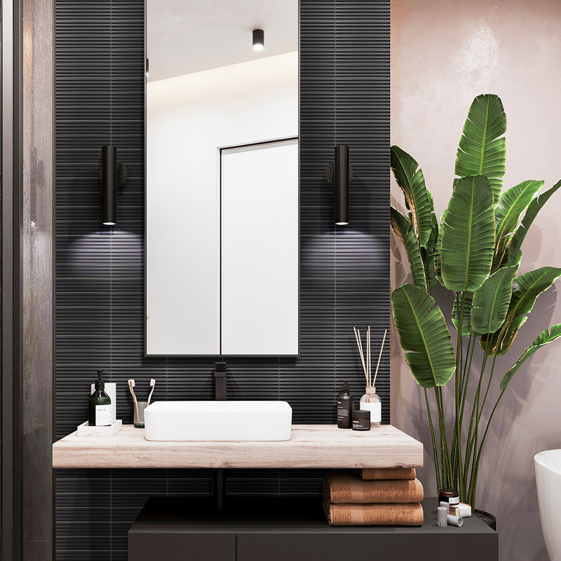 Arte 1.97 in. x 7.87 in. Ceramic Subway Deco Wall and Floor Tile (4.52 sq. ft./case) (42-Pack), Black