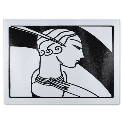 Art Deco Woman Glass Chopping Board