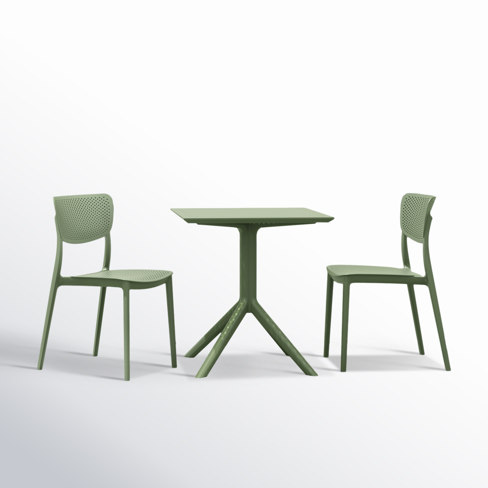 Farrah 31" Square 2-Person Bistro Set, 23.6" D x 23.6" W x 29.5" H, Olive Green