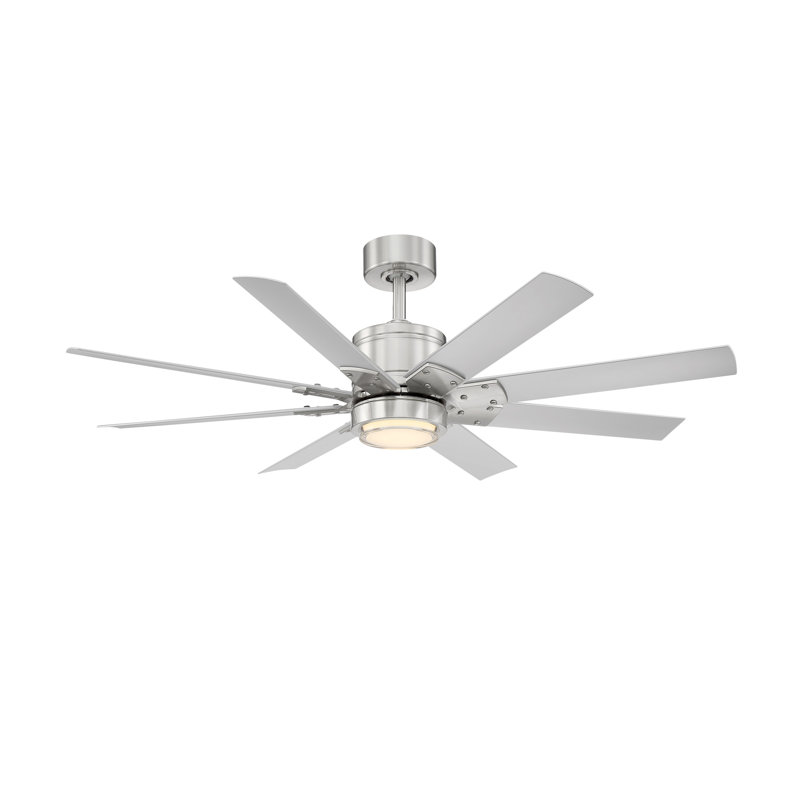 Renegade 8 - Blade Outdoor Integrated LED Smart Standard Ceiling Fan with Remote Control and Light Kit Included, 52", 3500K